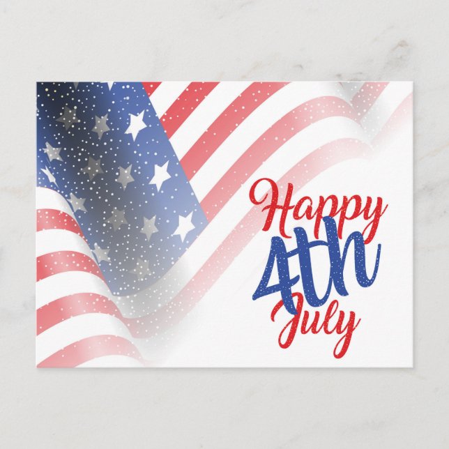 Happy 4th of July American Flag  Postcard (Front)