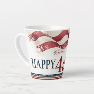 Happy 4th of July - American Flag Vintage Design Latte Mug