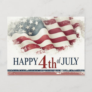 Happy 4th of July - American Flag Vintage Design Postcard
