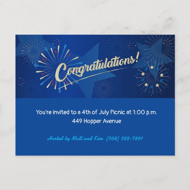 Happy 4th of July American USA Flag Congratulation Postcard (Front)