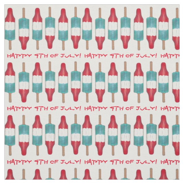 Happy 4th of July Americana Rocket Pop Popsicles Fabric (Swatch)