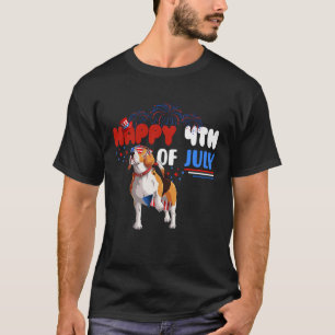 Happy 4th Of July Beagle America Flag Sunglasses T-Shirt