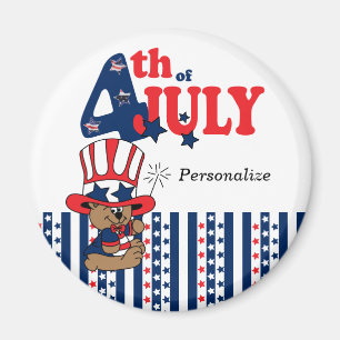 Happy 4th of July Bear Magnet