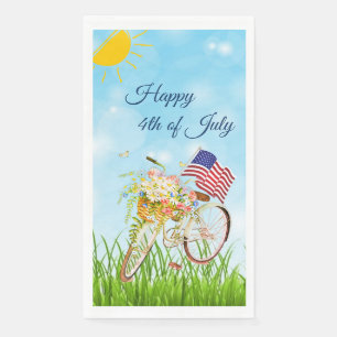 Happy 4th of July bike with flag   Napkin