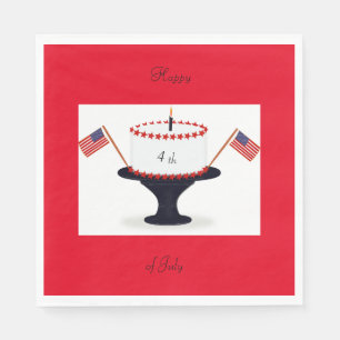 Happy 4th of July Birthday Cake Paper Napkins
