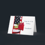 Happy 4th of july birthday rose grandson card<br><div class="desc">Fourth of july birthdaycard,  family relation specific,  red rose, </div>