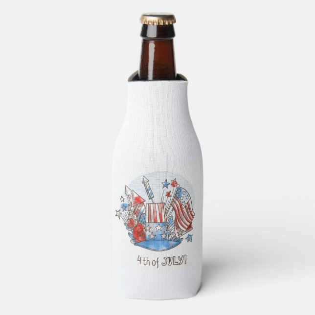 Happy 4th of July Bottle Cooler (Bottle Front)