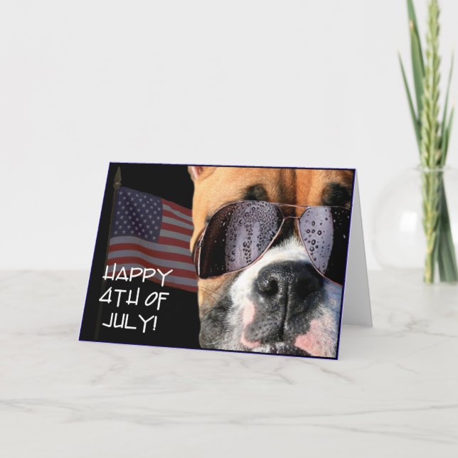 Happy 4th of July Boxer greeting card (Front)