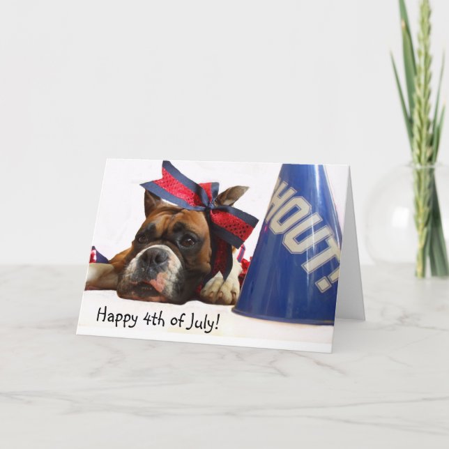 Happy 4th of July Boxer greeting card (Front)
