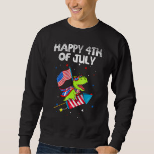 Happy 4th Of July Boys Toddler Trex Dinosaur Ameri Sweatshirt