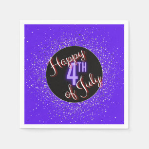 Happy 4th of July Brilliant Red White & Blue  Napkin