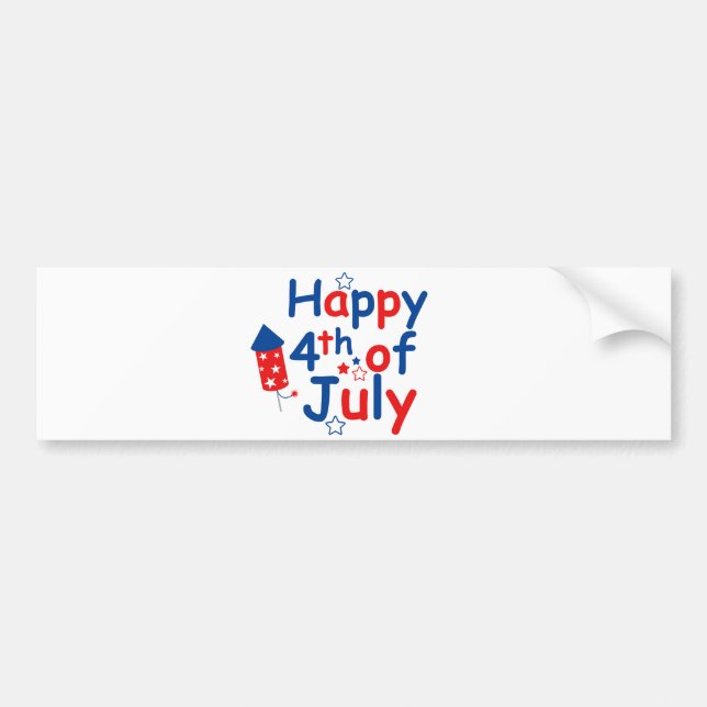 Happy 4th of July Bumper Sticker (Front)