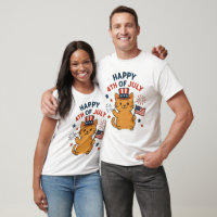 Happy 4th of July Cat T-Shirt – Cute Cartoon Cat 