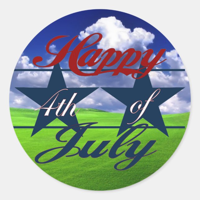 Happy 4th of July Classic Round Sticker (Front)