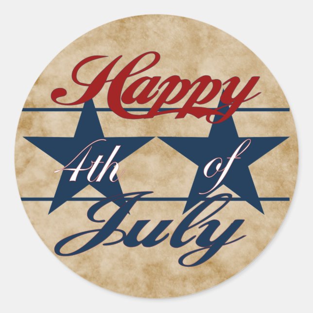 Happy 4th of July Classic Round Sticker (Front)