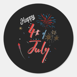 Happy 4th Of July Cool Independence Day Men Women  Classic Round Sticker