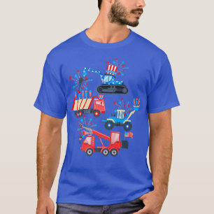 Happy 4th Of July Crane Truck Construction Toddler T-Shirt