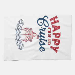 Happy 4th of July Cruise Patriotic Ship Design_1 Kitchen Towel