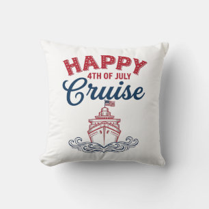 Happy 4th of July Cruise Patriotic Ship Design_1 Throw Pillow