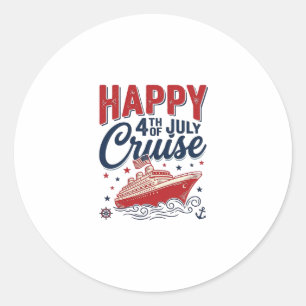 Happy 4th of July Cruise Vintage Patriotic Shirt_1 Classic Round Sticker