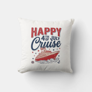 Happy 4th of July Cruise Vintage Patriotic Shirt_1 Throw Pillow