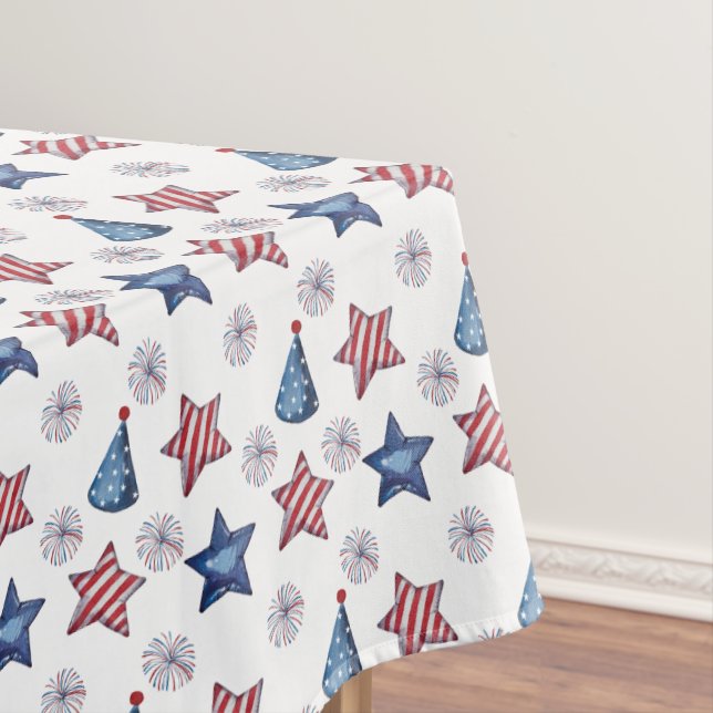 Happy 4th of July Cute Party Pattern Tablecloth (In Situ)
