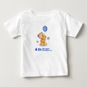 Happy 4th of July Cute Teddy Bear Baby T-Shirt