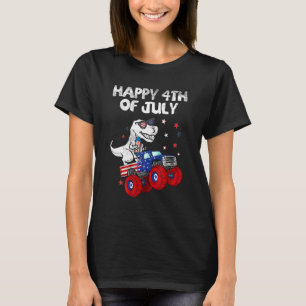 Happy 4th Of July Dinosaur Monster Truck Rex Boys  T-Shirt