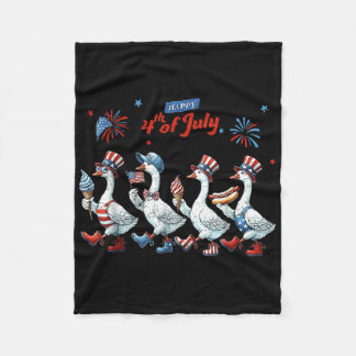 Happy 4th Of July Ducks Independence Day American Fleece Blanket