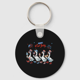Happy 4th Of July Ducks Independence Day American  Keychain