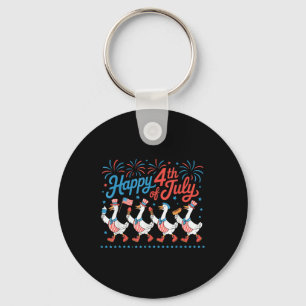 Happy 4th Of July Ducks Independence Day American Keychain