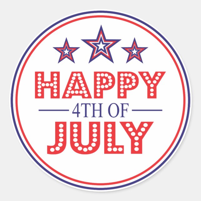 Happy 4th Of July Favour Stickers (Front)