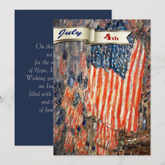 Happy 4th of July. Fine Art Custom Flat Card (Front/Back)
