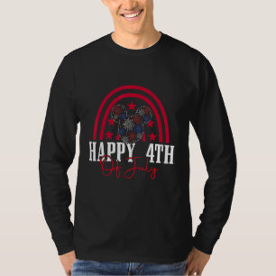 Happy 4th Of July Firework Rainbow Usa Flag Indepe T-Shirt