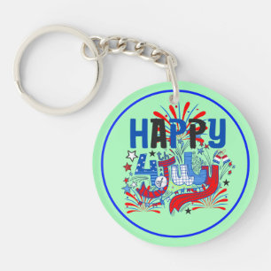 Happy 4th of July Fireworks USA-63261 Keychain