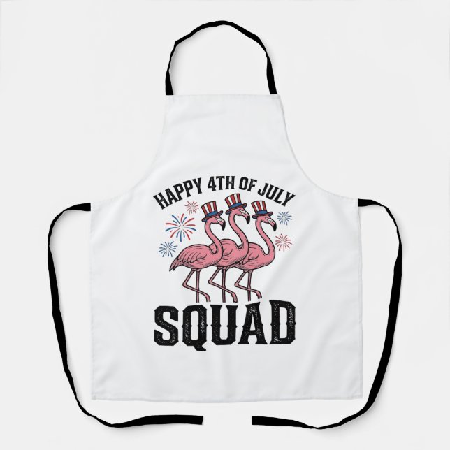 Happy 4th of July Flamingo Squad Vector Design_1 Apron (Front)
