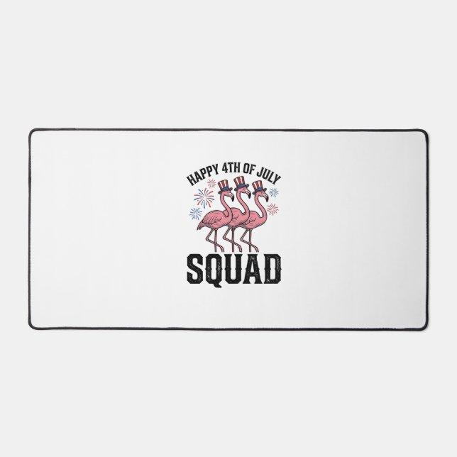 Happy 4th of July Flamingo Squad Vector Design_1 Desk Mat (Front)