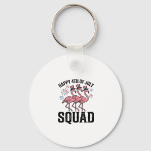 Happy 4th of July Flamingo Squad Vector Design_1 Keychain