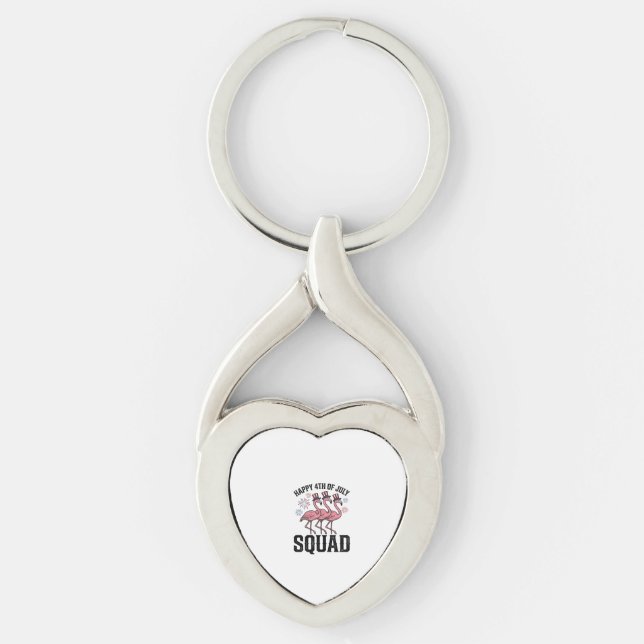 Happy 4th of July Flamingo Squad Vector Design_1 Keychain (Front)