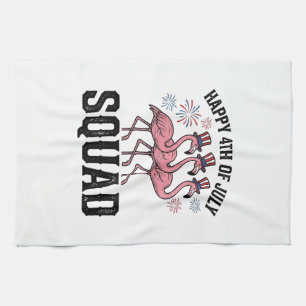Happy 4th of July Flamingo Squad Vector Design_1 Kitchen Towel