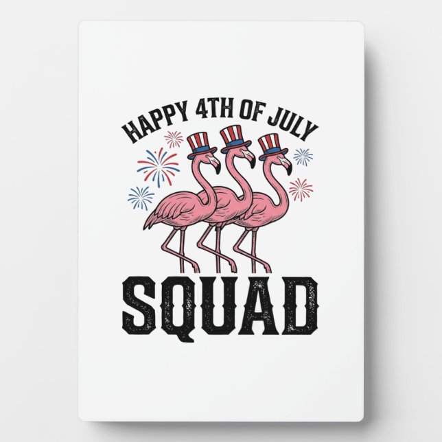 Happy 4th of July Flamingo Squad Vector Design_1 Plaque (Front)