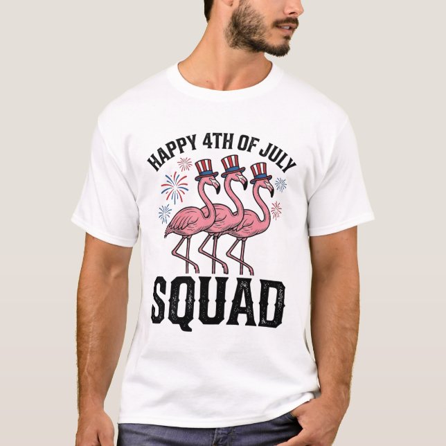 Happy 4th of July Flamingo Squad Vector Design_1 T-Shirt (Front)