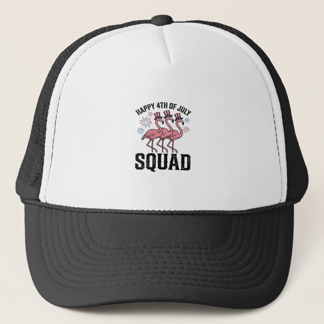 Happy 4th of July Flamingo Squad Vector Design_1 Trucker Hat (Front)