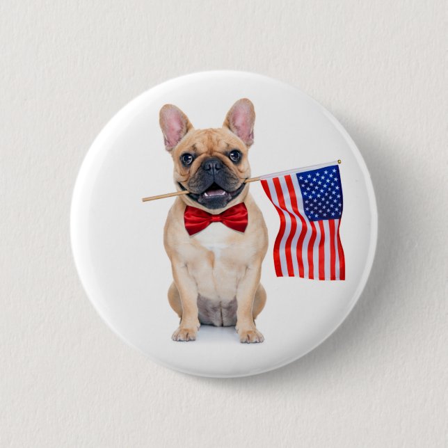 Happy 4th of July French Bulldog   2 Inch Round Button (Front)