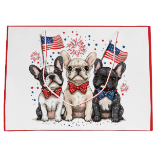 Happy 4th Of July French Bulldogs Large Gift Bag