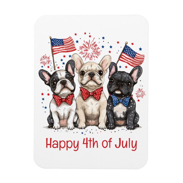 Happy 4th Of July French Bulldogs Magnet (Vertical)