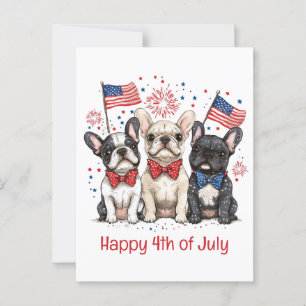 Happy 4th Of July French Bulldogs Postcard