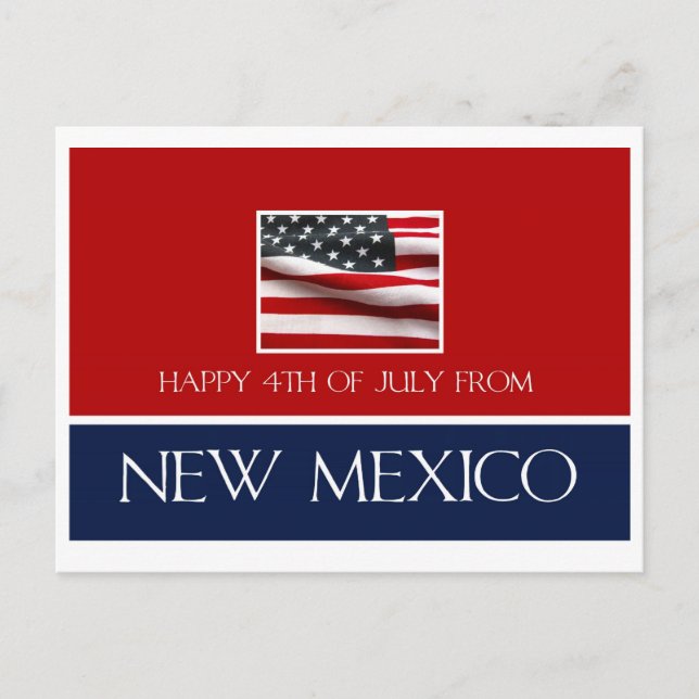 happy 4th of July from New Mexico Postcard (Front)