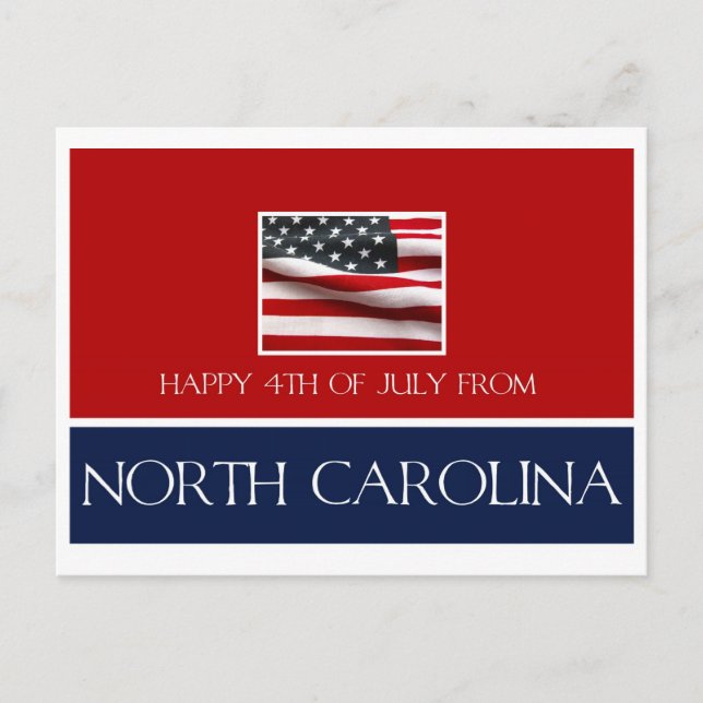 happy 4th of July from North Carolina Postcard (Front)