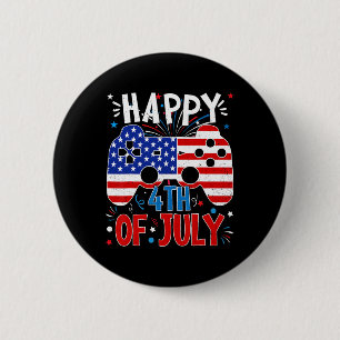 Happy 4th Of July Gaming Patriotic American Flag K 2 Inch Round Button